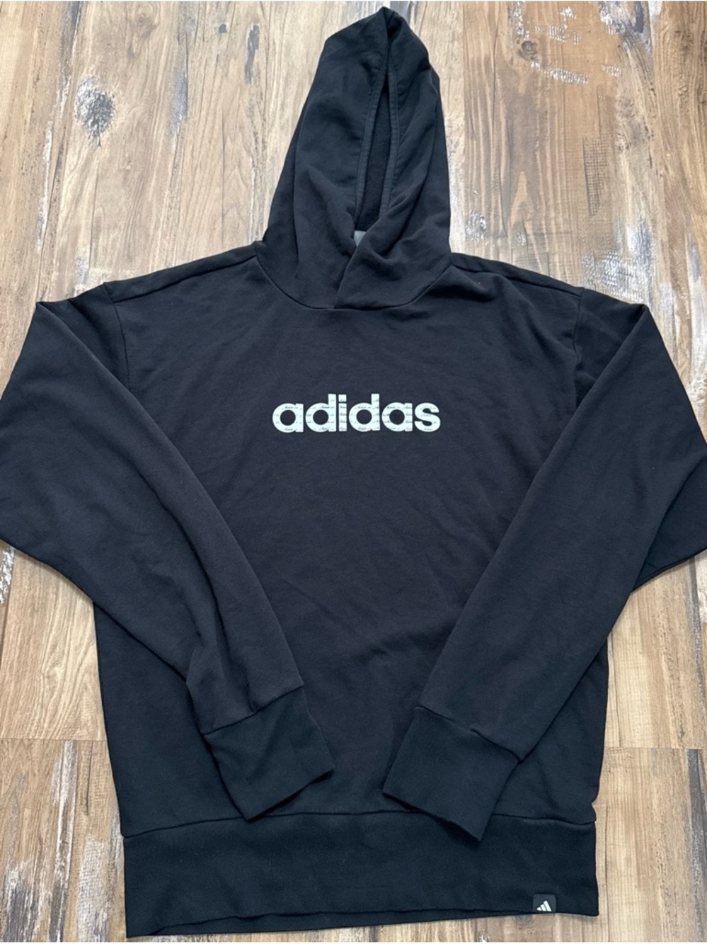 adidas Black Hoodie with White Logo Crewneck Sweatshirt